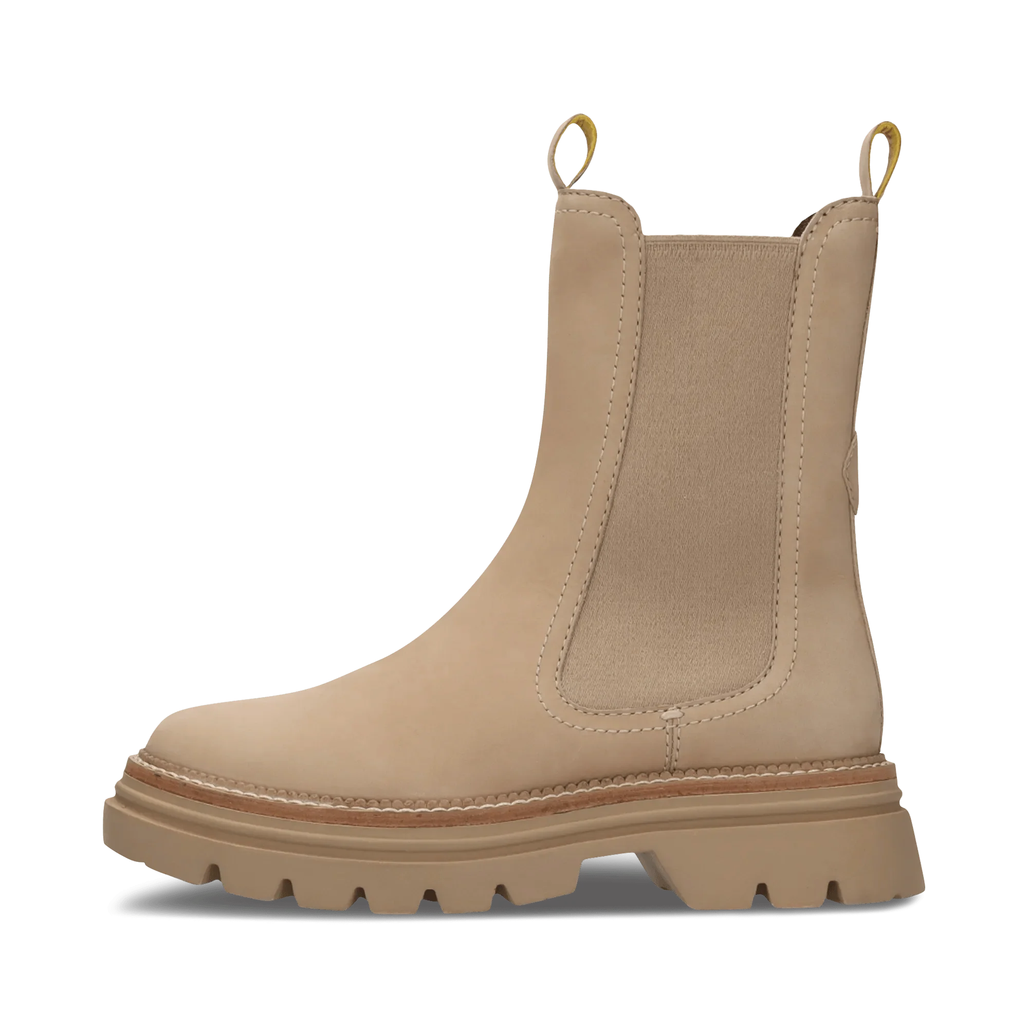Leder Chelsea-Stiefelette Beige