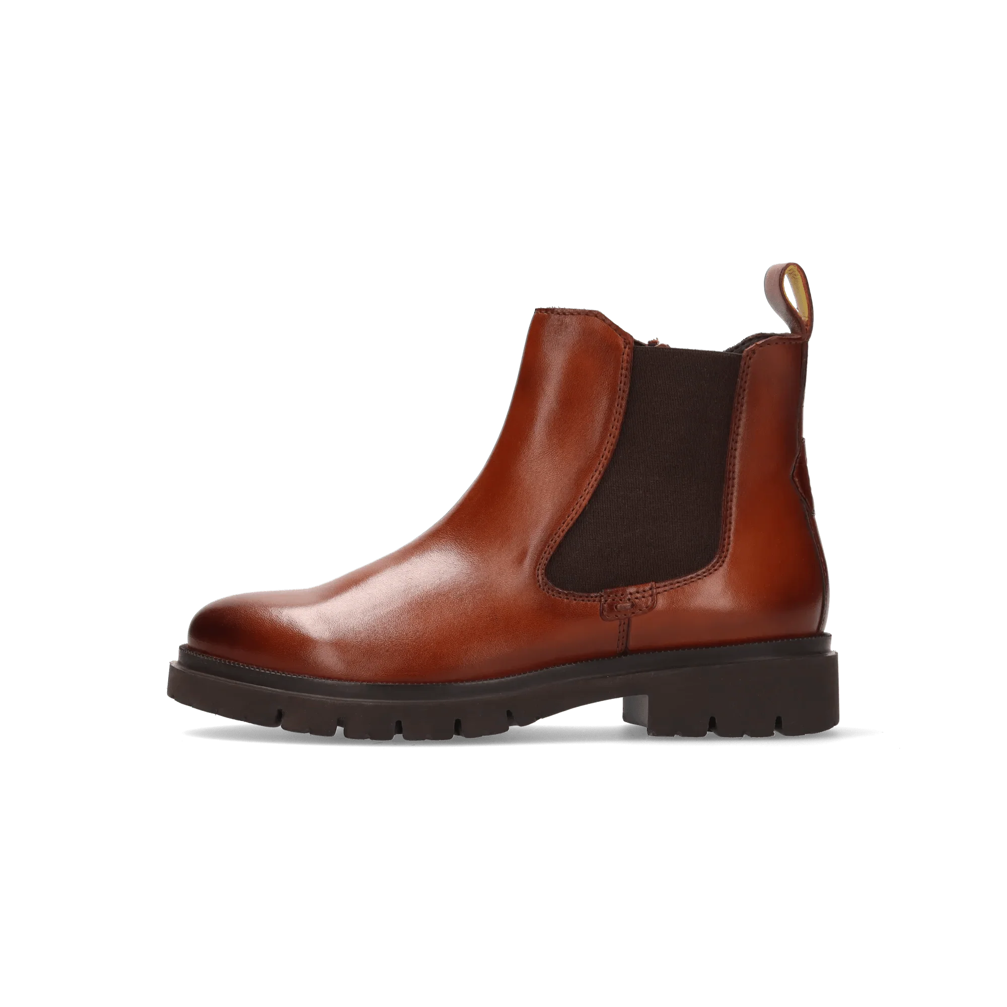 Leder Chelsea-Stiefelette Cognac/Dunkelbraun