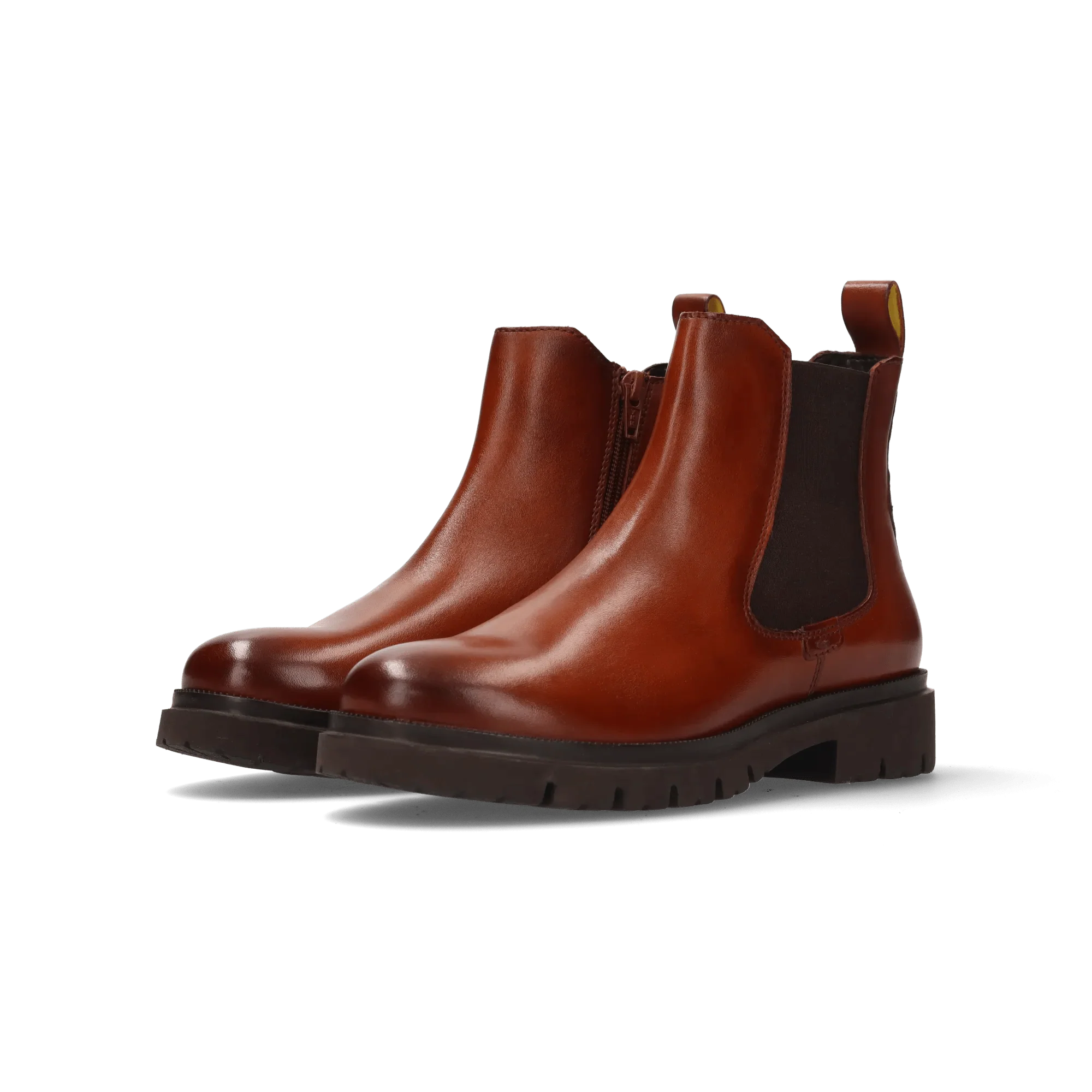 Leder Chelsea-Stiefelette Cognac/Dunkelbraun - Image 2