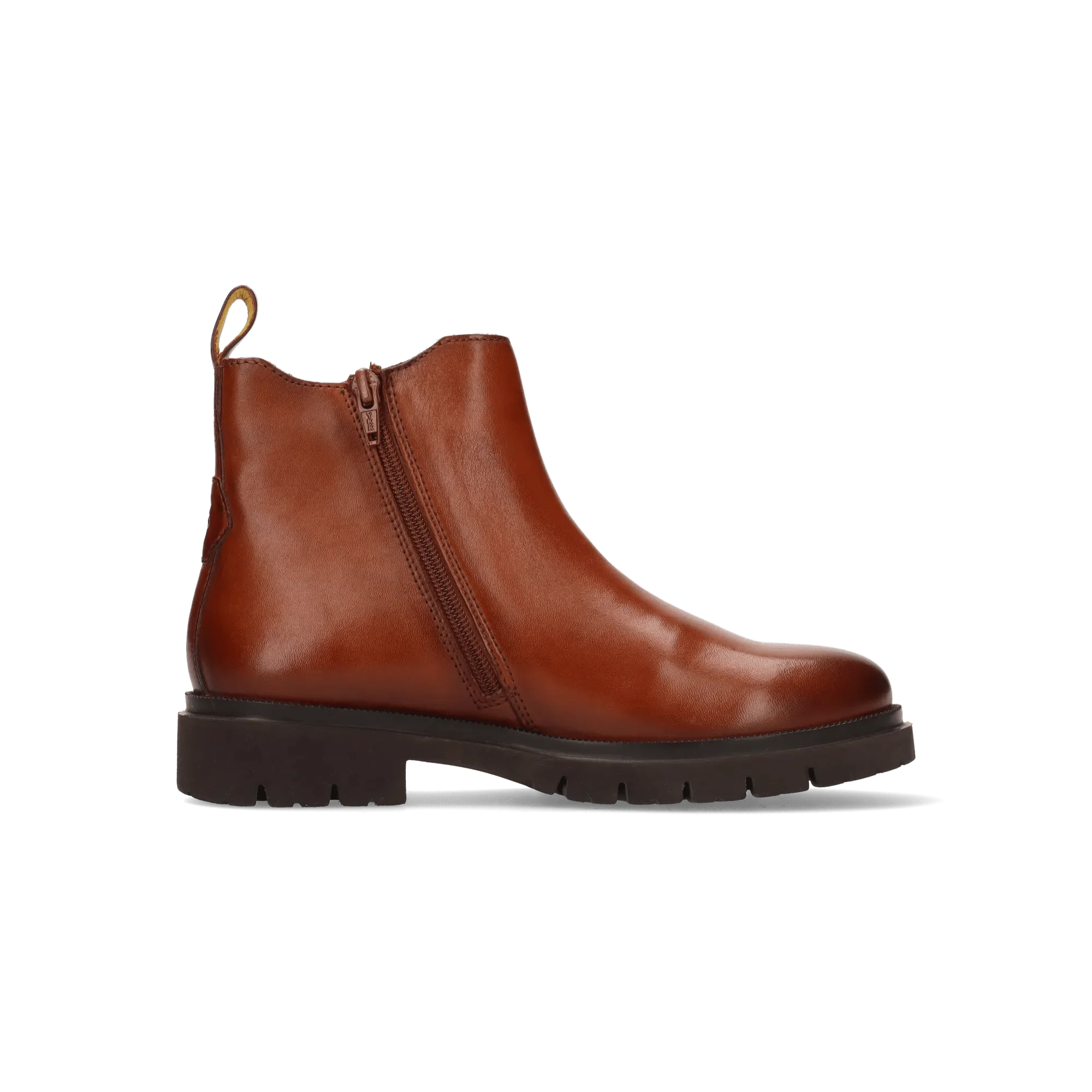Leder Chelsea-Stiefelette Cognac/Dunkelbraun - Image 3