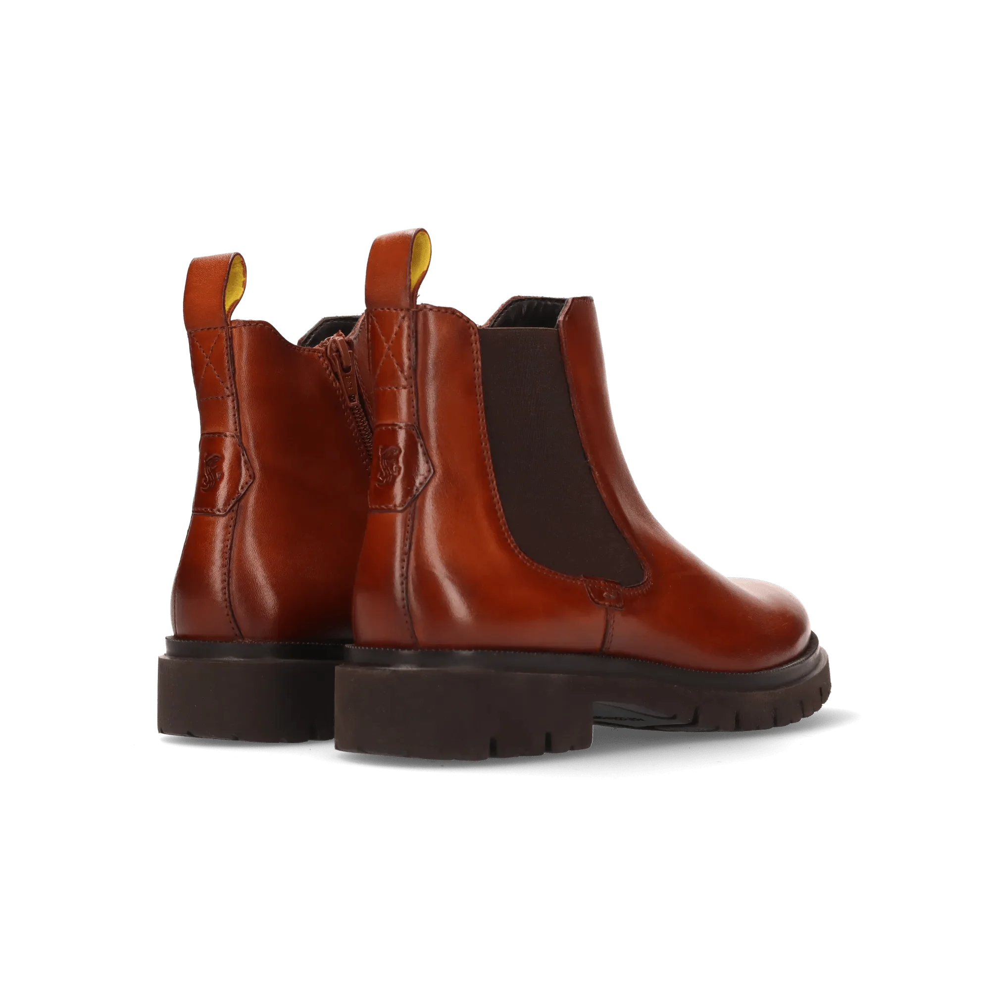 Leder Chelsea-Stiefelette Cognac/Dunkelbraun - Image 4