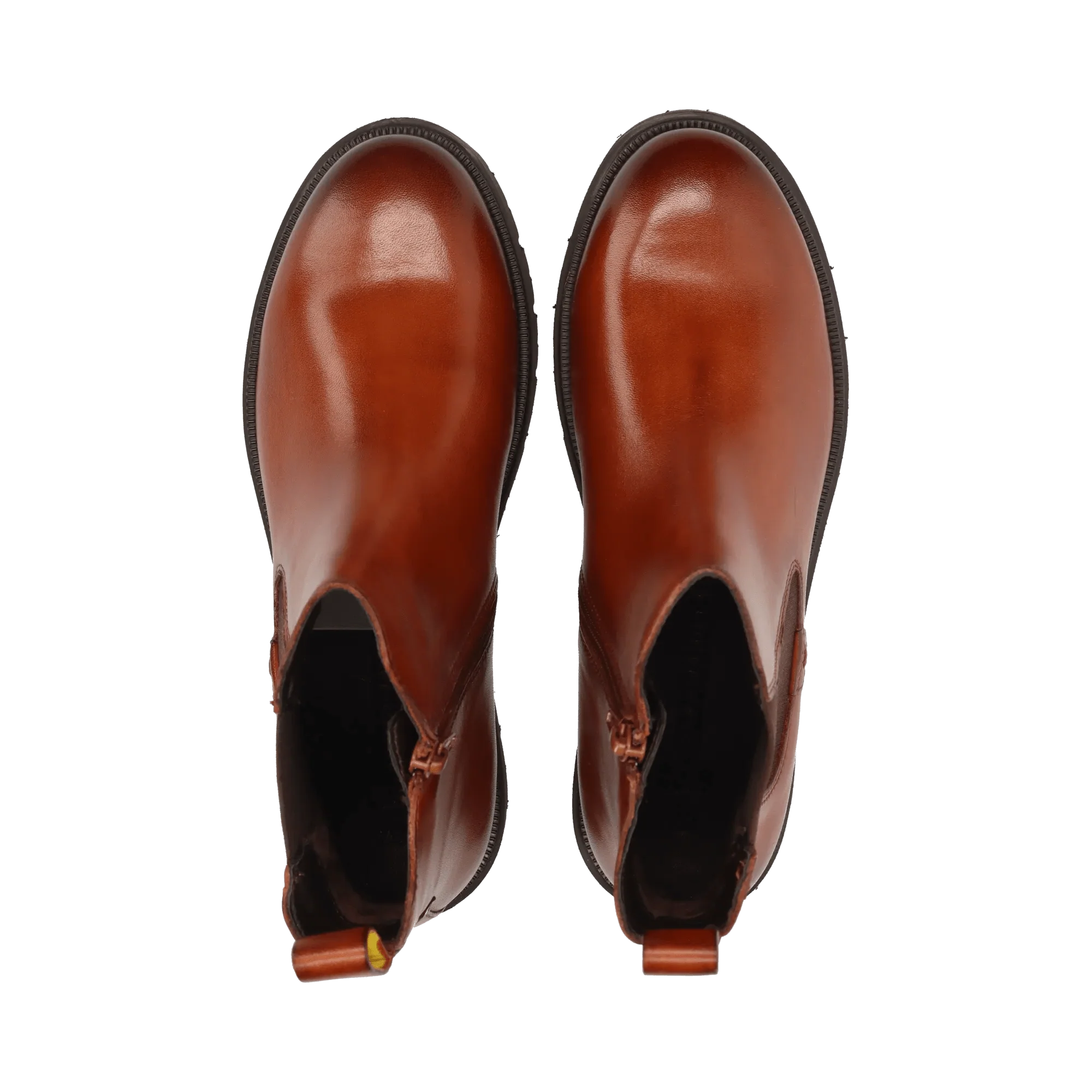 Leder Chelsea-Stiefelette Cognac/Dunkelbraun - Image 6
