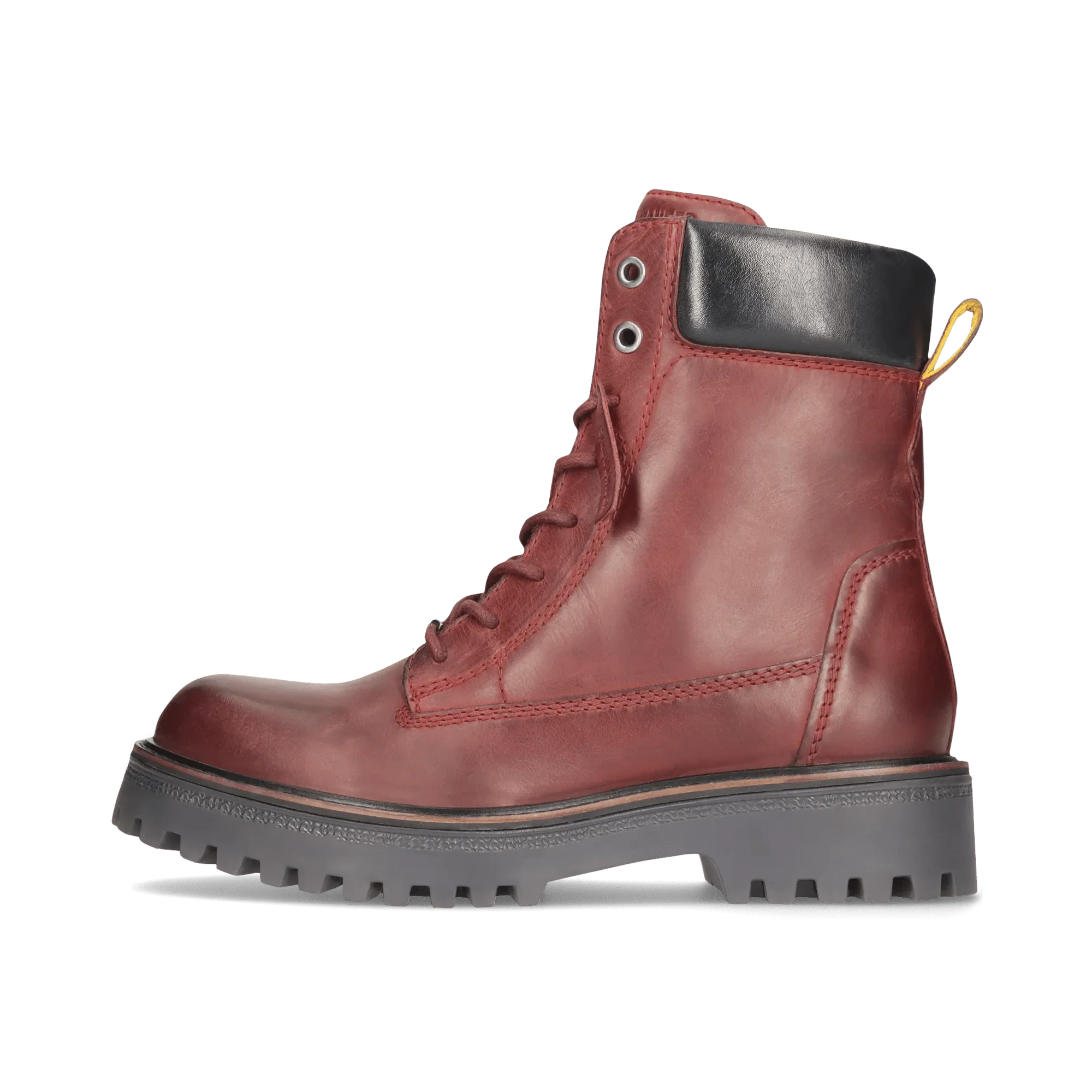 Leder Schnürstiefelette Bordeaux/Schwarz