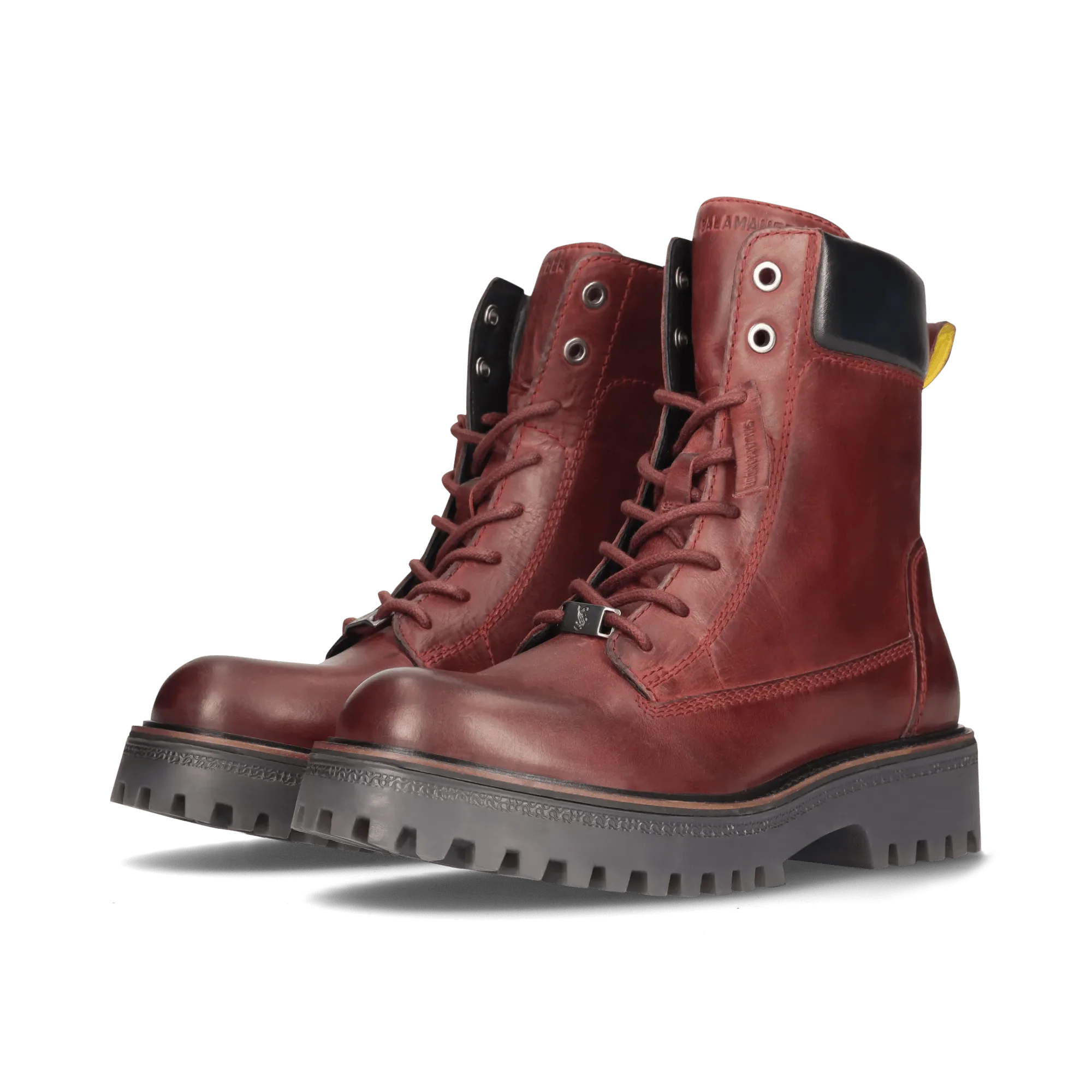 Leder Schnürstiefelette Bordeaux/Schwarz - Image 4