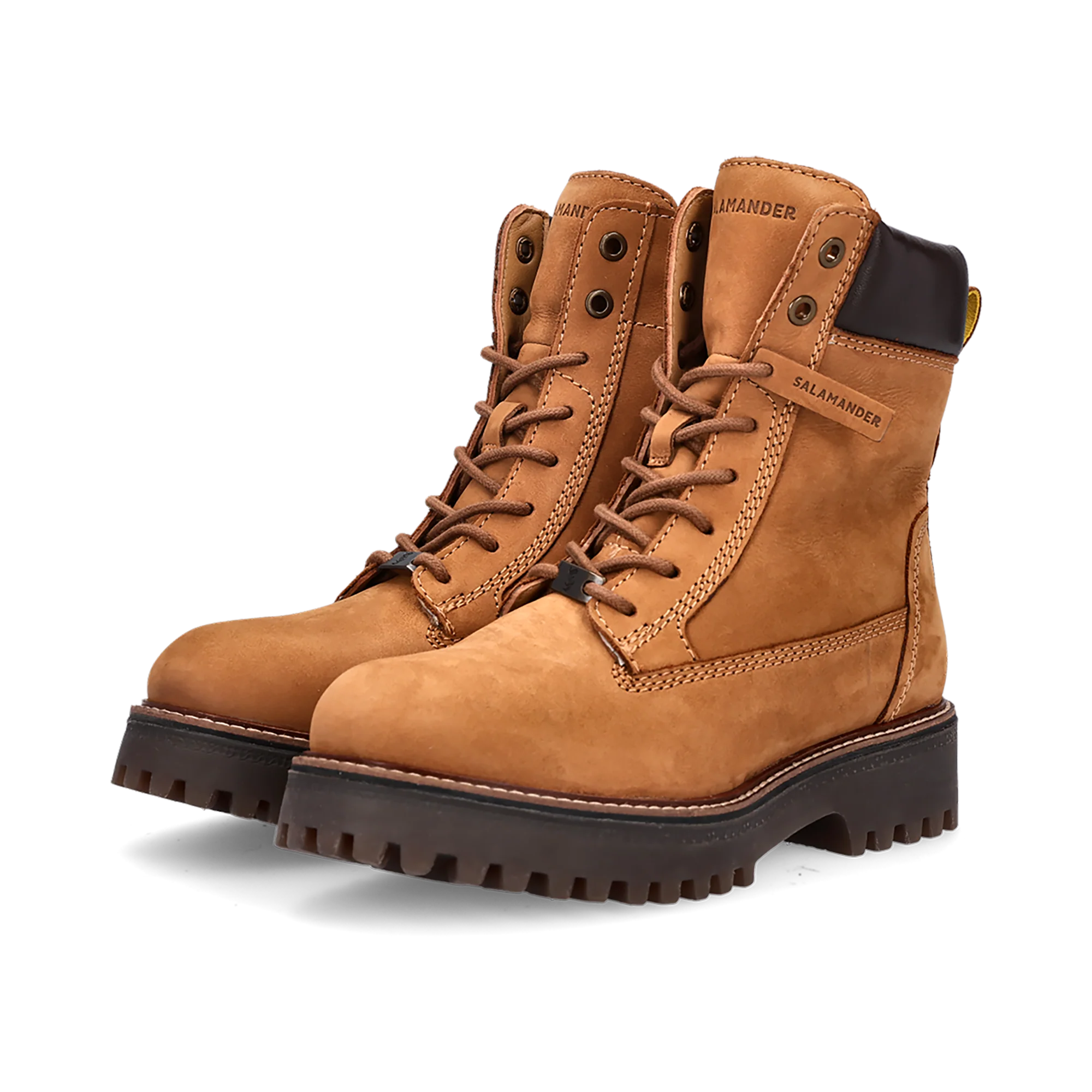 Leder Schnürstiefelette Cognac/Dunkelbraun - Image 2