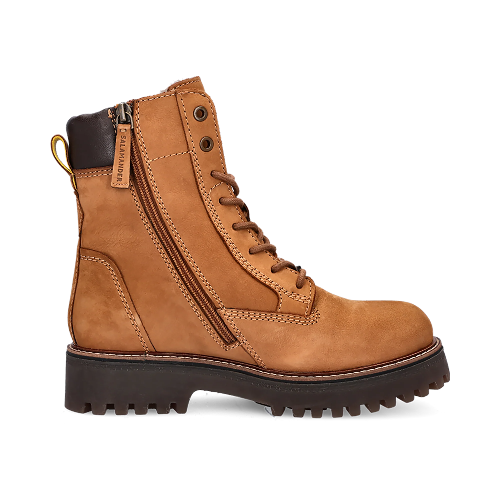 Leder Schnürstiefelette Cognac/Dunkelbraun - Image 3