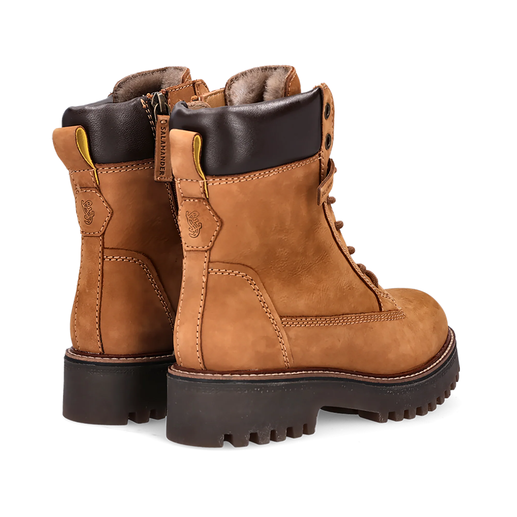 Leder Schnürstiefelette Cognac/Dunkelbraun - Image 4