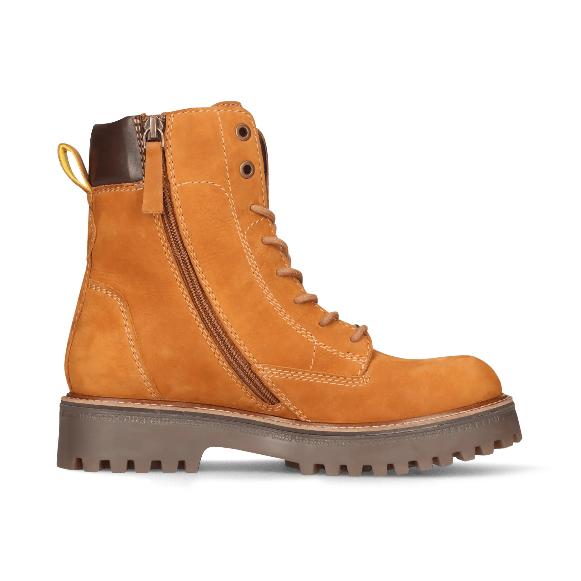 Leder Schnürstiefelette Cognac/Dunkelbraun - Image 3