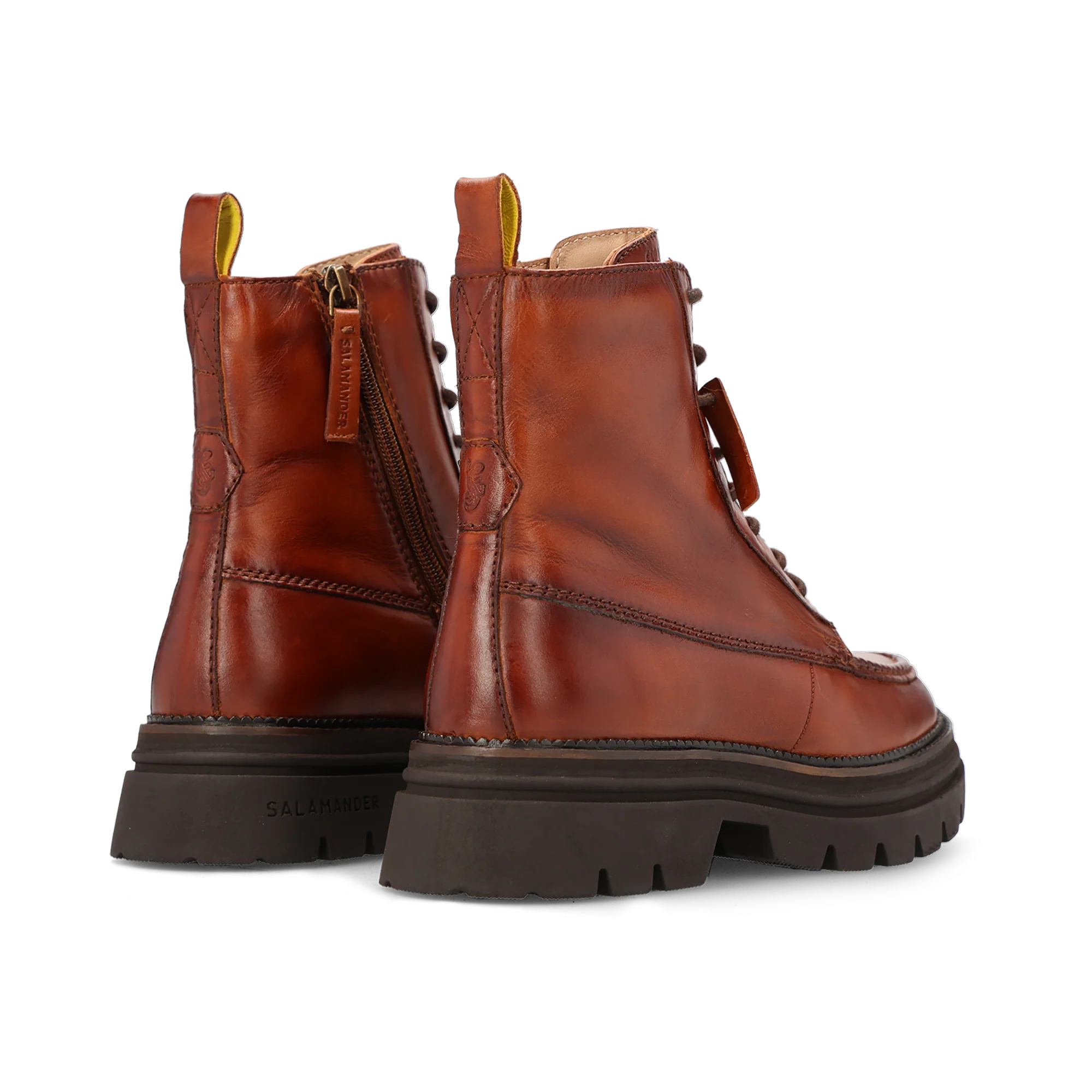 Leder Schnürstiefelette Cognac - Image 4