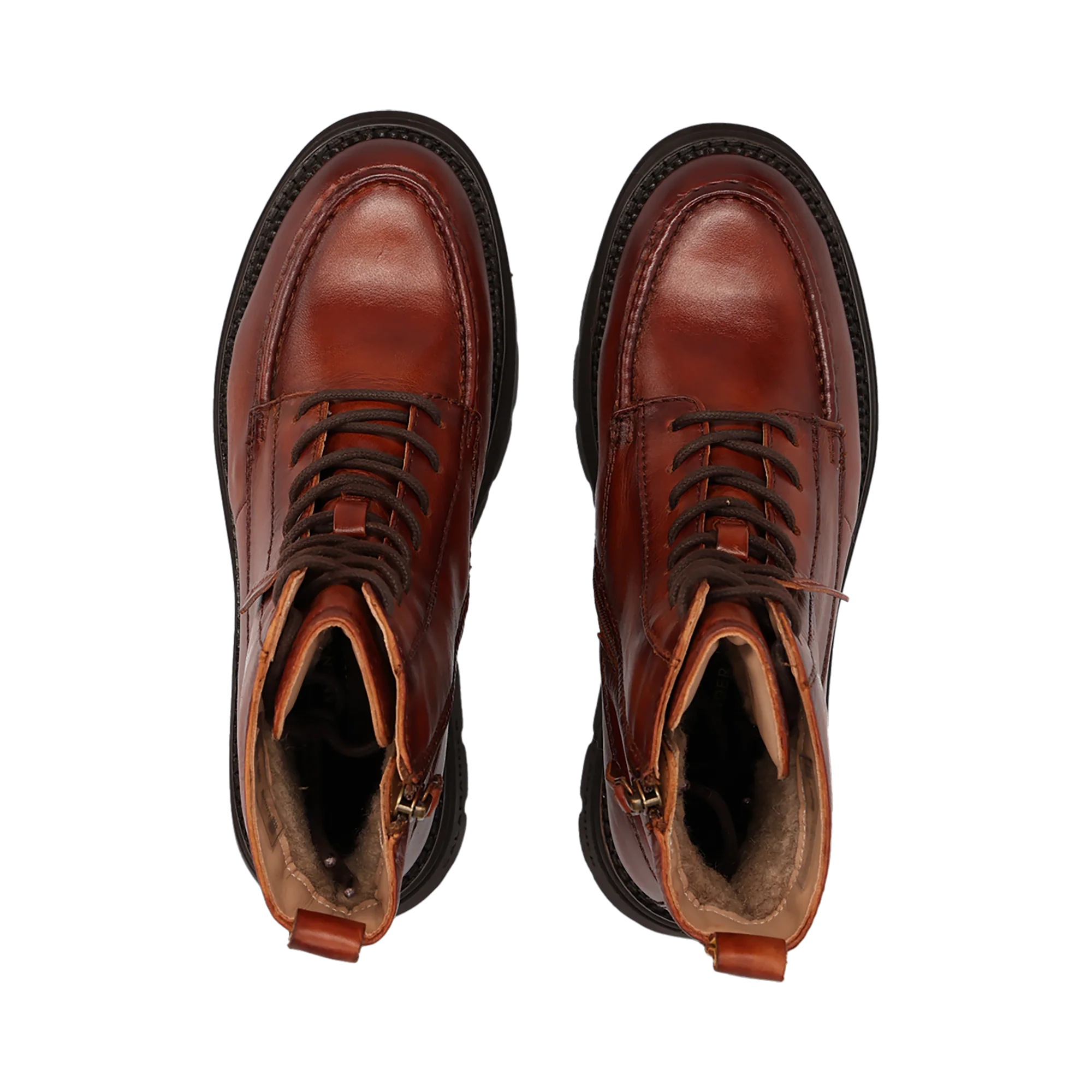 Leder Schnürstiefelette Cognac - Image 6