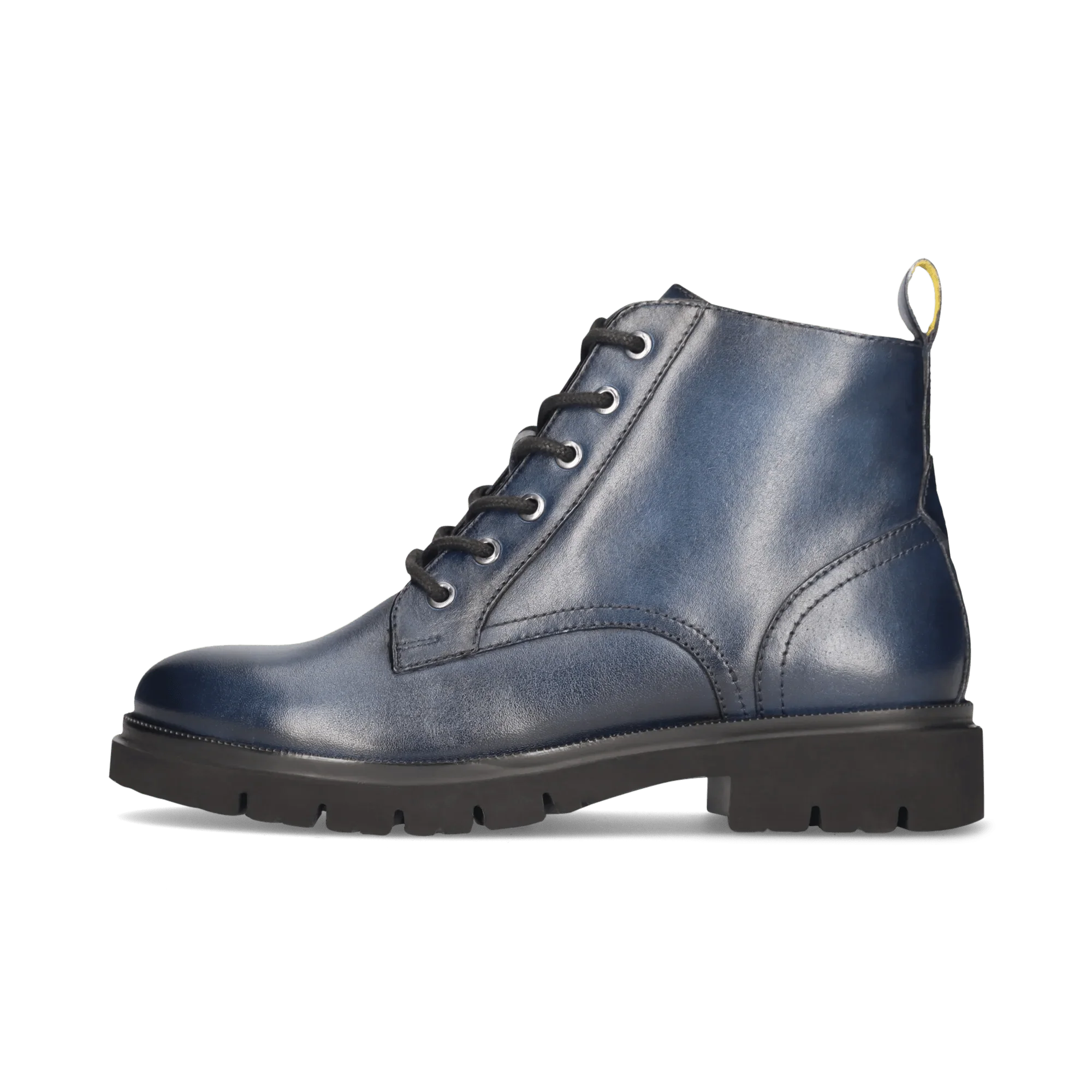 Leder Schnürstiefelette Dunkelblau