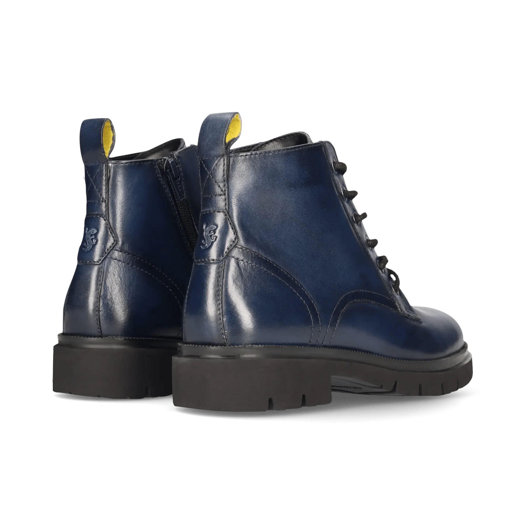Leder Schnürstiefelette Dunkelblau - Image 4