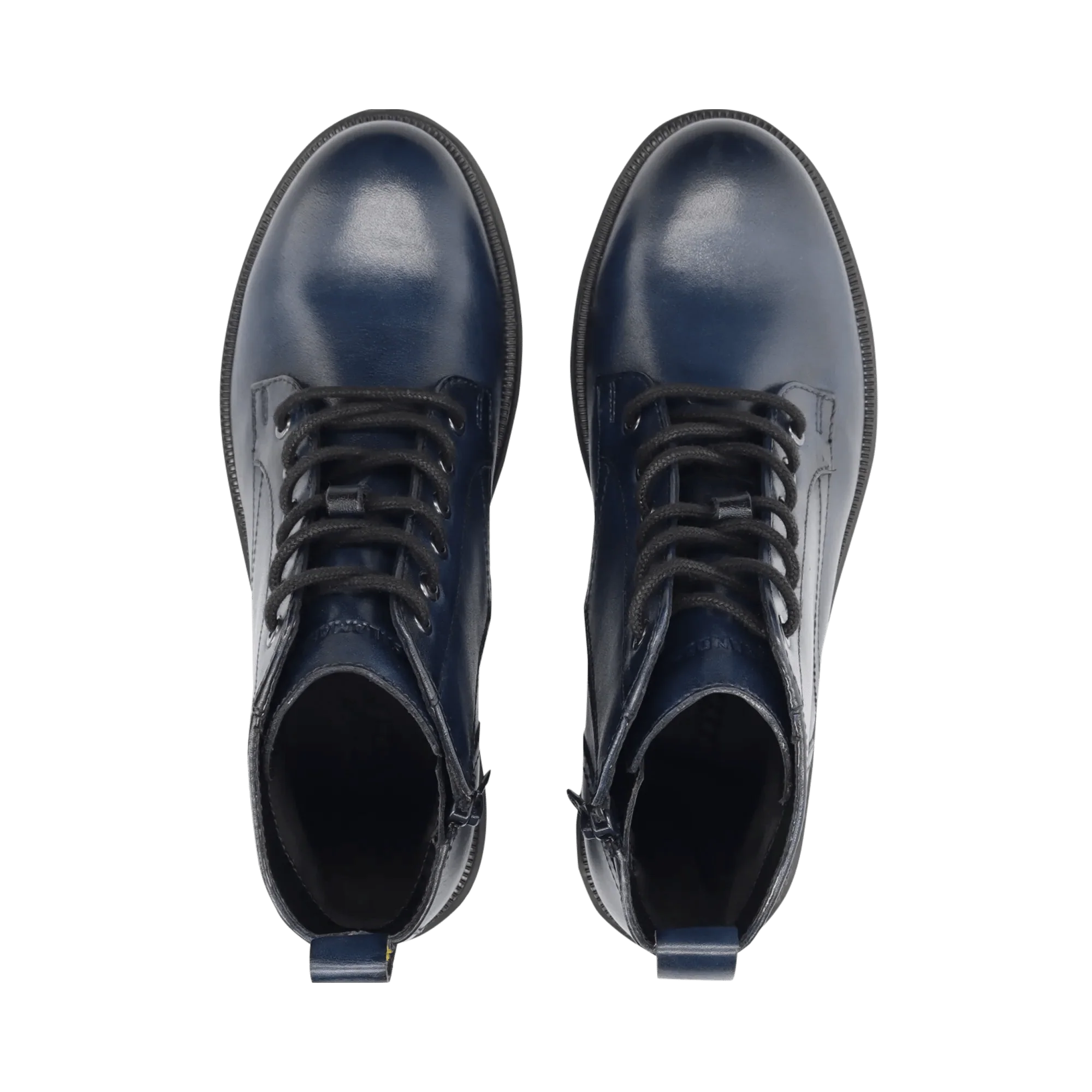 Leder Schnürstiefelette Dunkelblau - Image 6