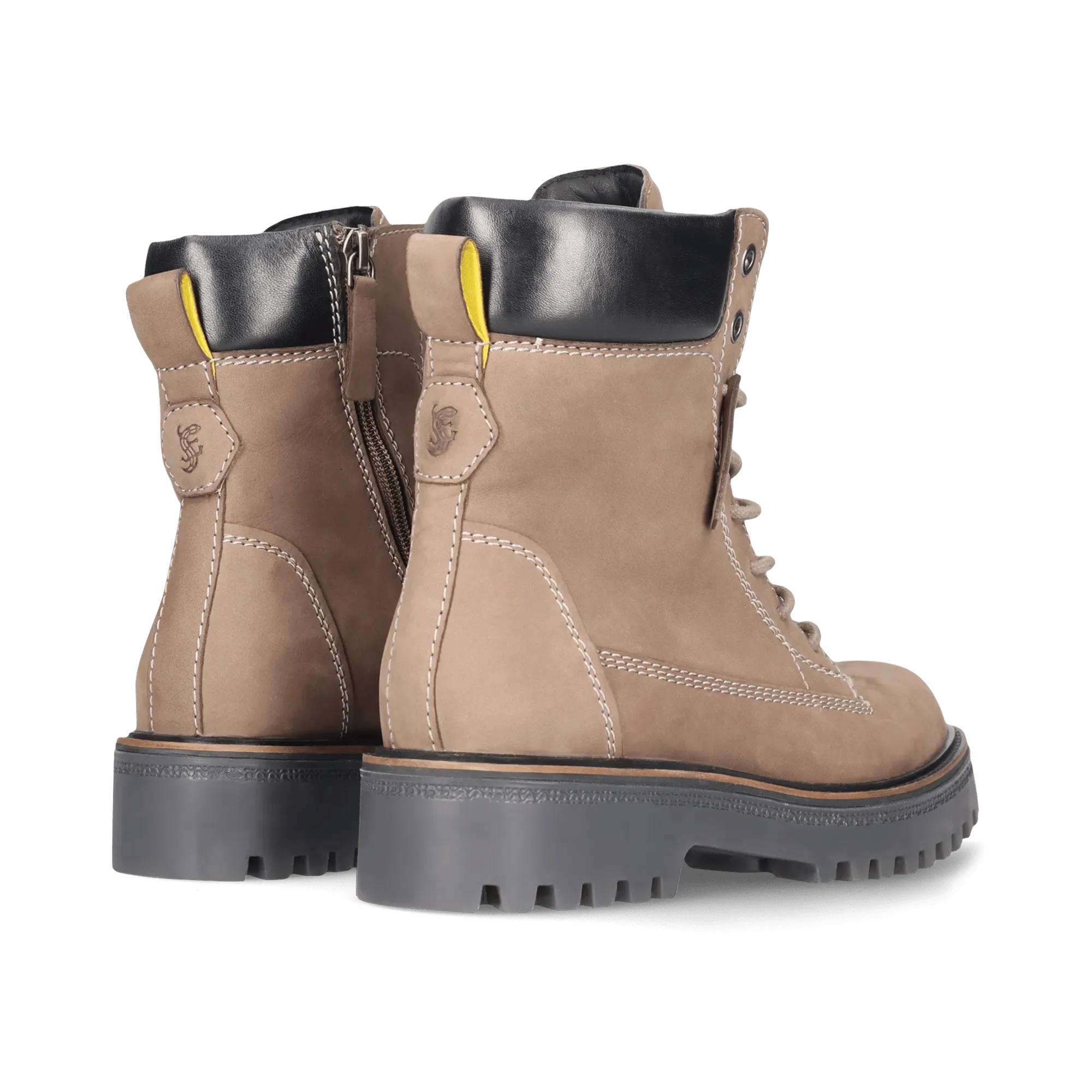 Leder Schnürstiefelette Grau/Schwarz - Image 4
