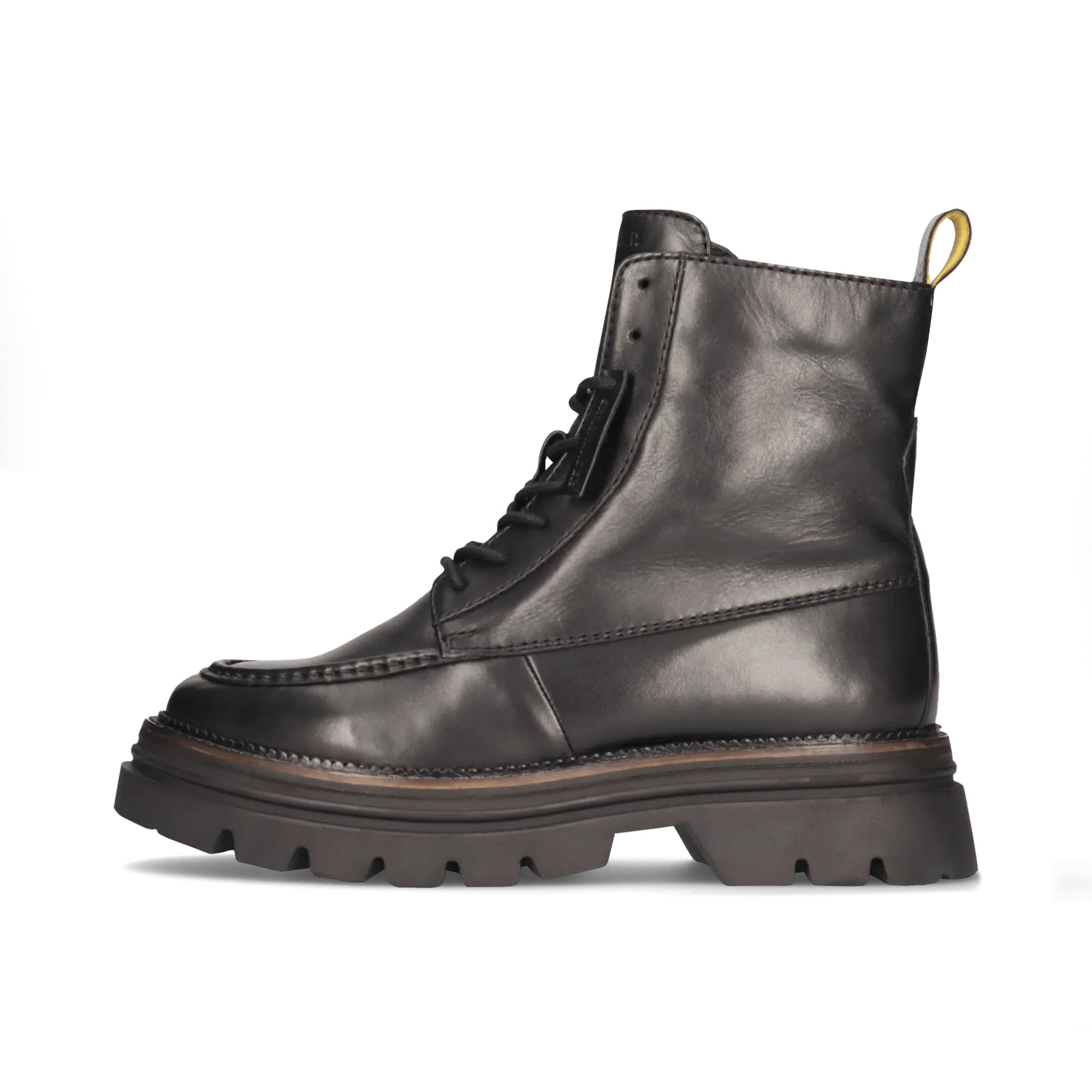 Leder Schnürstiefelette Schwarz