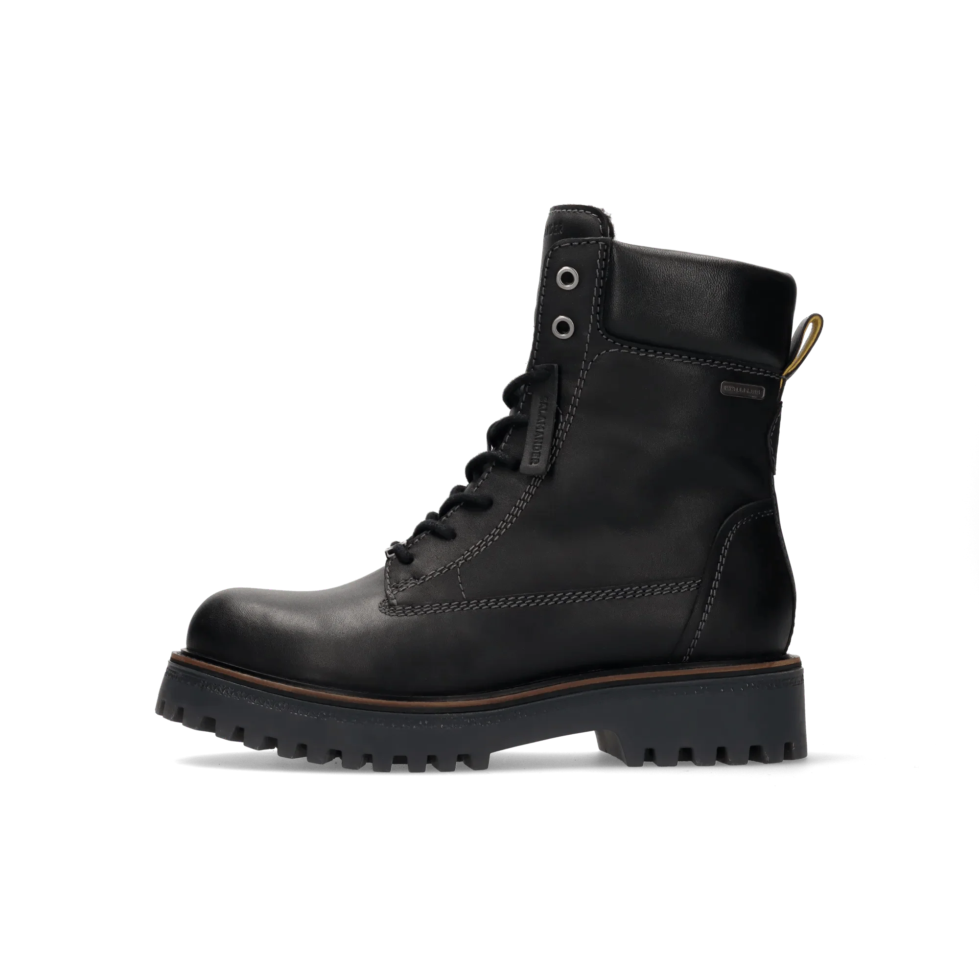 Leder Schnürstiefelette Schwarz